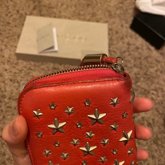 Jimmy Choo Star Wallet Pink/Red with Rhinestones & Original Packaging - Picture 11 of 12